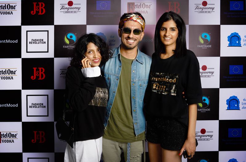 Krishna Mukhi, Karan Berry and Avani Purohit at currentMood's 2nd Anniversary issue launch party in association with Fashion Revolution at the little door, mumbai