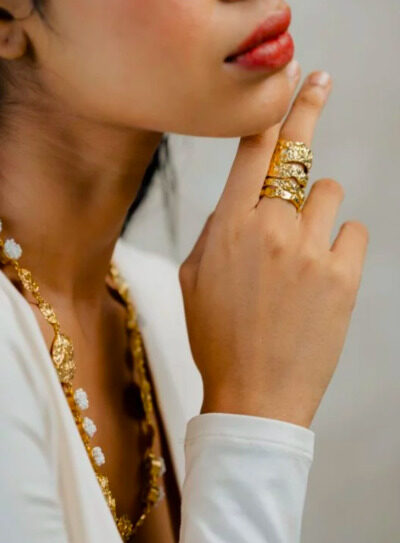 model wearing a aarjavee ring