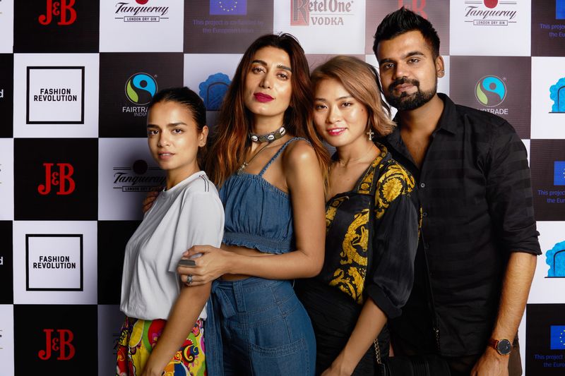 Chandni Sareen, Parikshaat Wadhwani, Asu, and marianna at currentMood's 2nd Anniversary launch party at the little door, bombay. in collaboration with Fashion Revolution