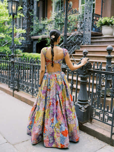 model wearing Anisha Rao Leghna in New York