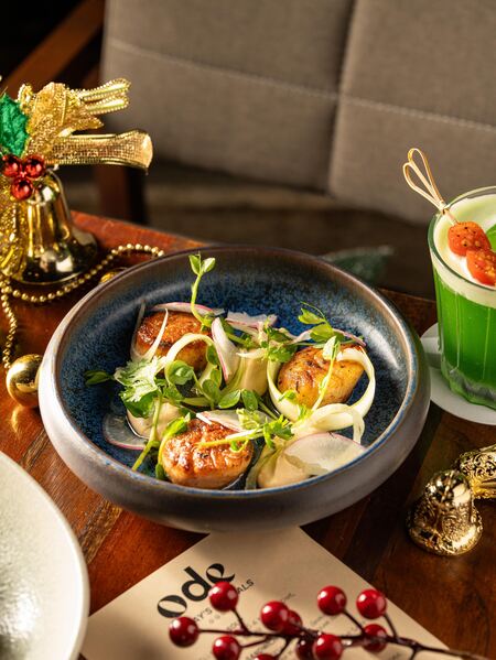 Christmas dining - odePan-seared Atlantic scallops cauliflower puree, celery, fennel_Christmas Specials_Ode-min