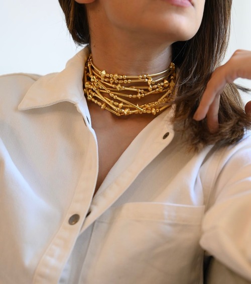 cascading choker gold necklace by Eurumme