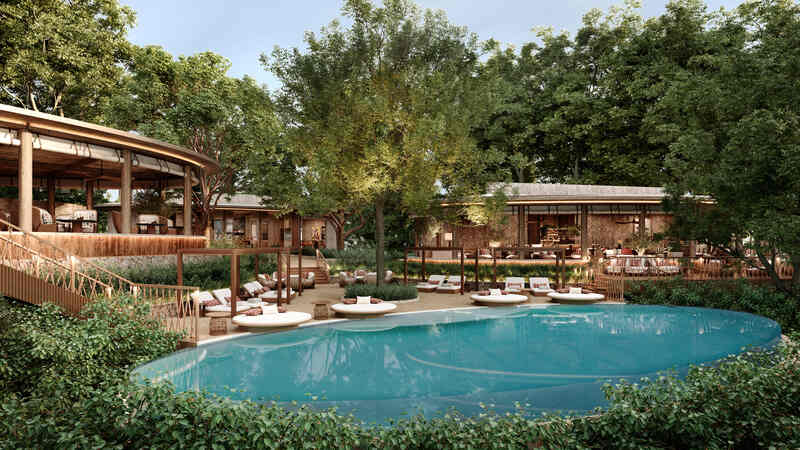 image of a pool at a luxury safari hotel in Africa
