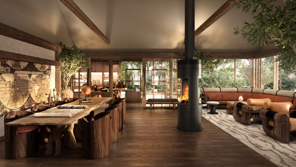 Render of Restaurant Exterior Fire Pit - JW Marriott Mount Kenya Rhino Reserve Safari Camp