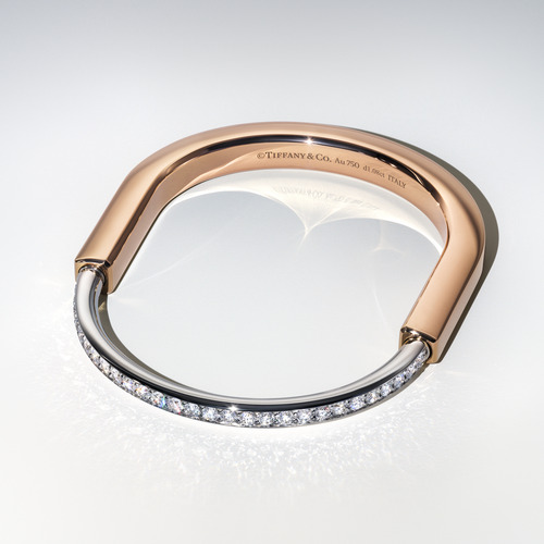 Rose gold diamond encrusted bracelet by Tiffany & co