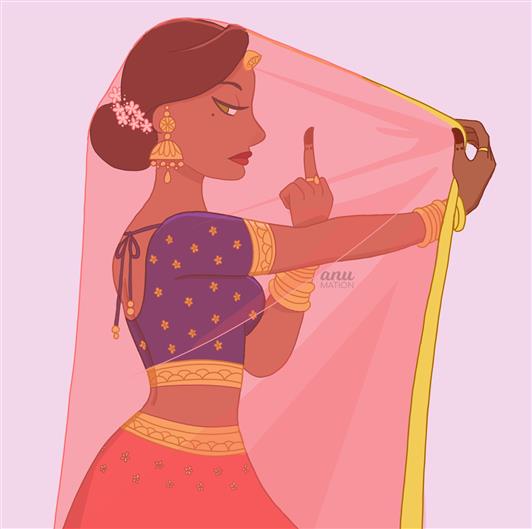 Sassy Bride - Illustration By Anu Chouhan - Bridal caricature