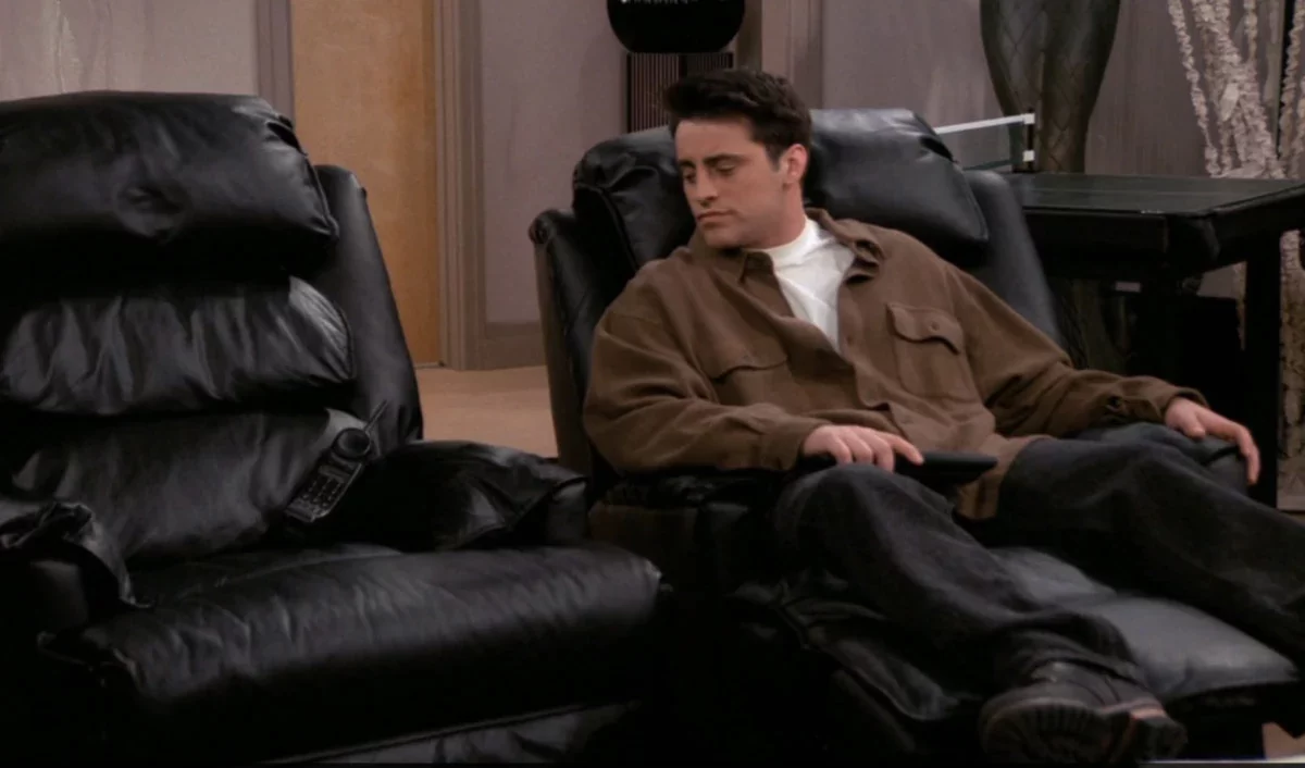 Matthew Perry and joey on a couch